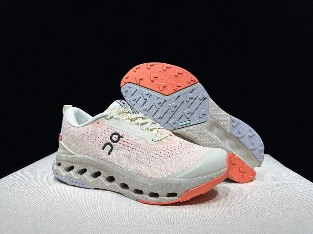 On Cloudsurfer Trail 2 Trail Running Shoes, Ivory and Coral
