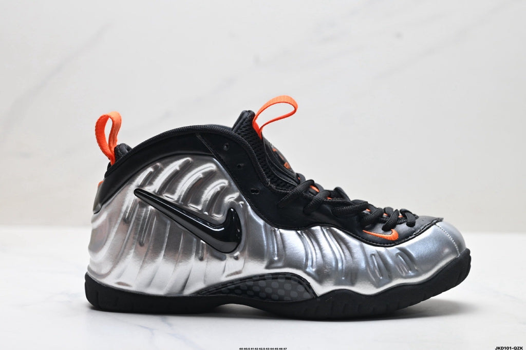 Nike Air Foamposite Max Sneakers Black Silver Orange