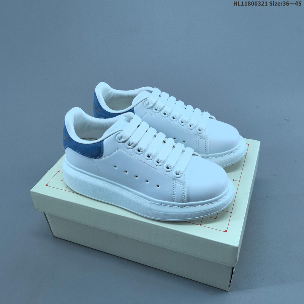 Alexander McQueen Oversized Low-Top Sneakers, White and Blue