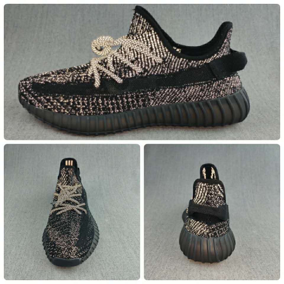 Yeezy 350 V2 Knit Sneakers in Black and Cream