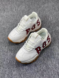 White Letter Graphic Lace-Up Sneakers with Gum Outsole