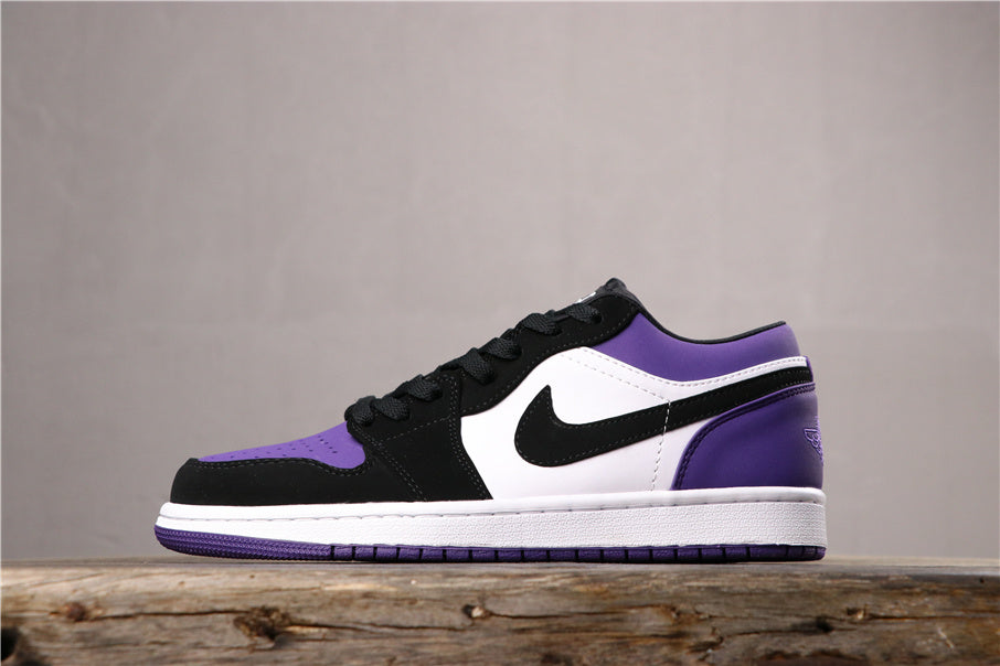 Air Jordan 1 Low White Black Orange Purple Sneakers 553558-125