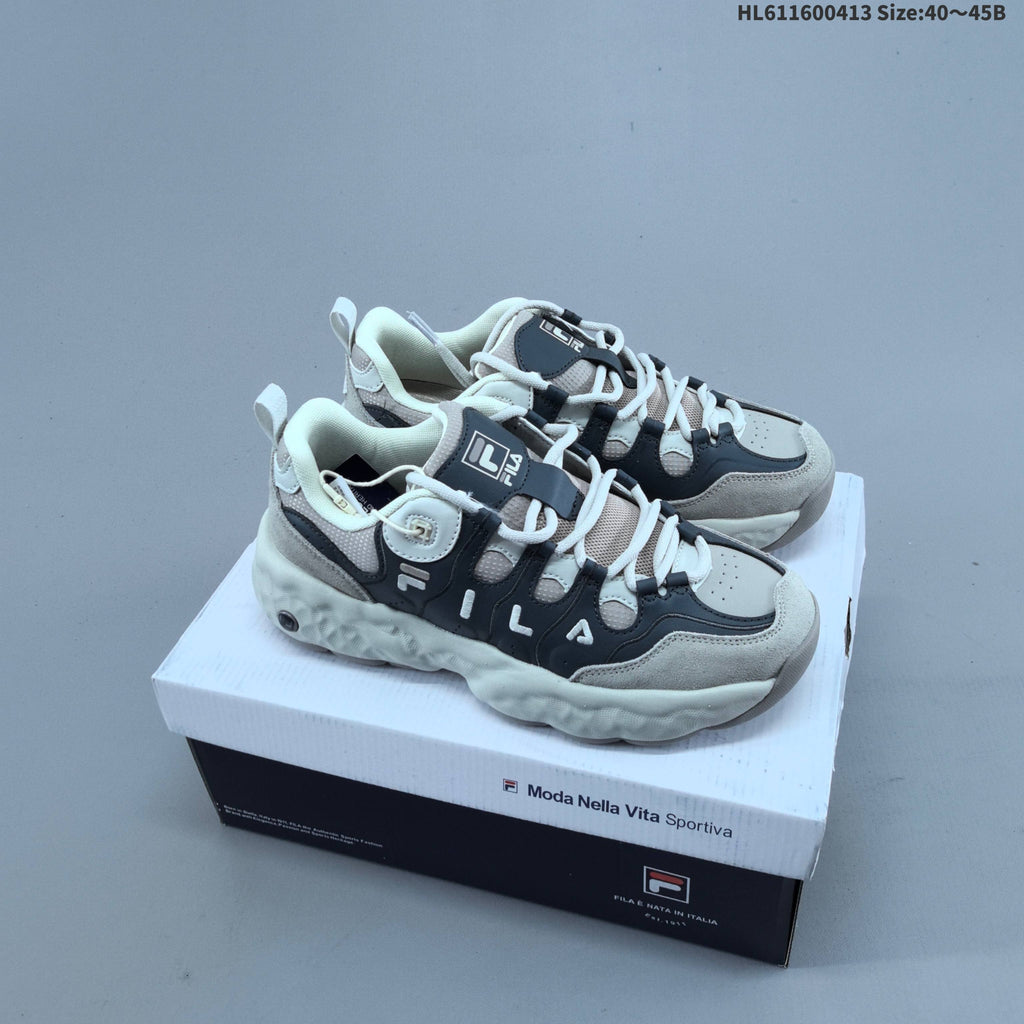 FILA Chunky Sole Sneakers in Cream and Charcoal
