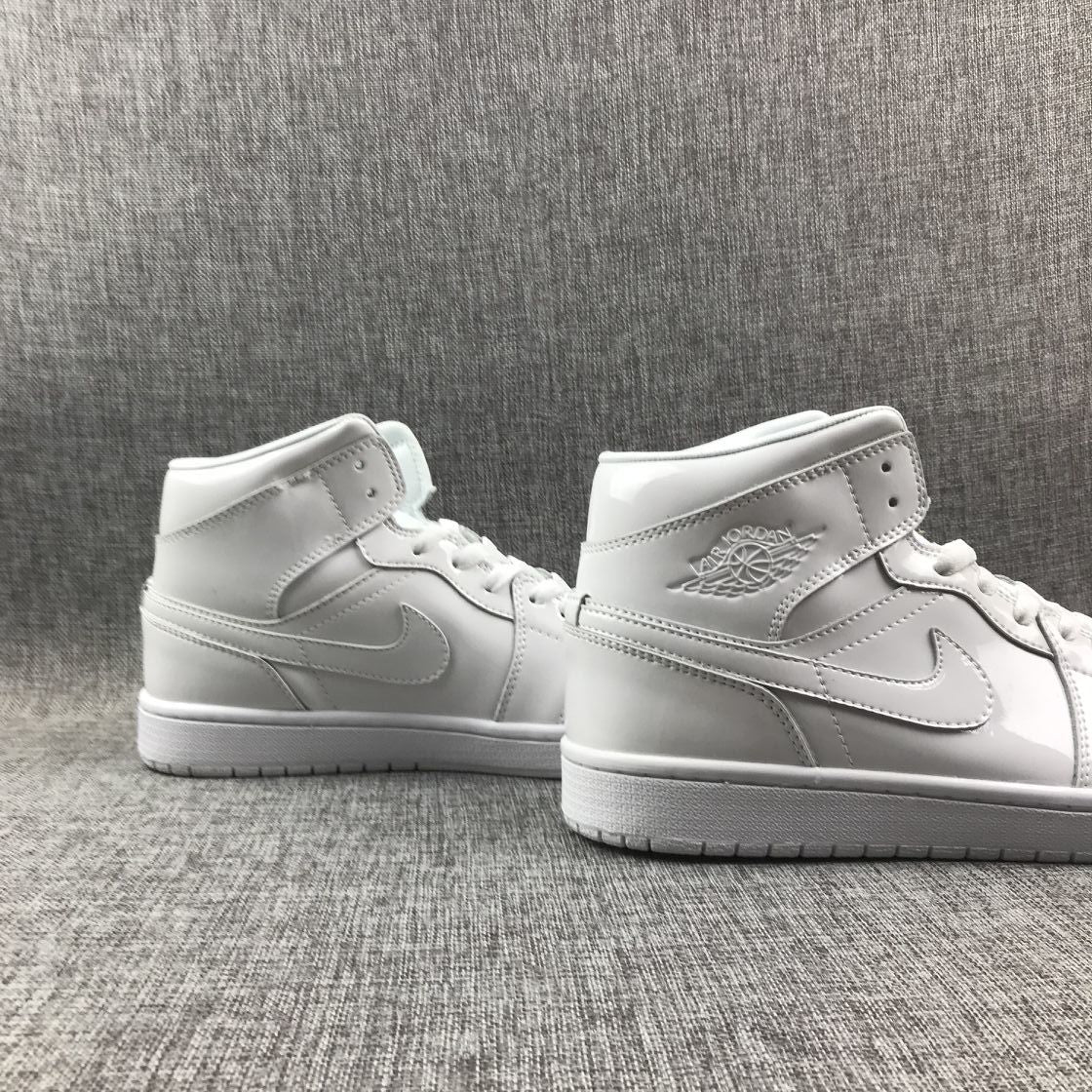 Jordan Air Jordan 1 Mid White Patent-Style Sneakers BQ6472-111