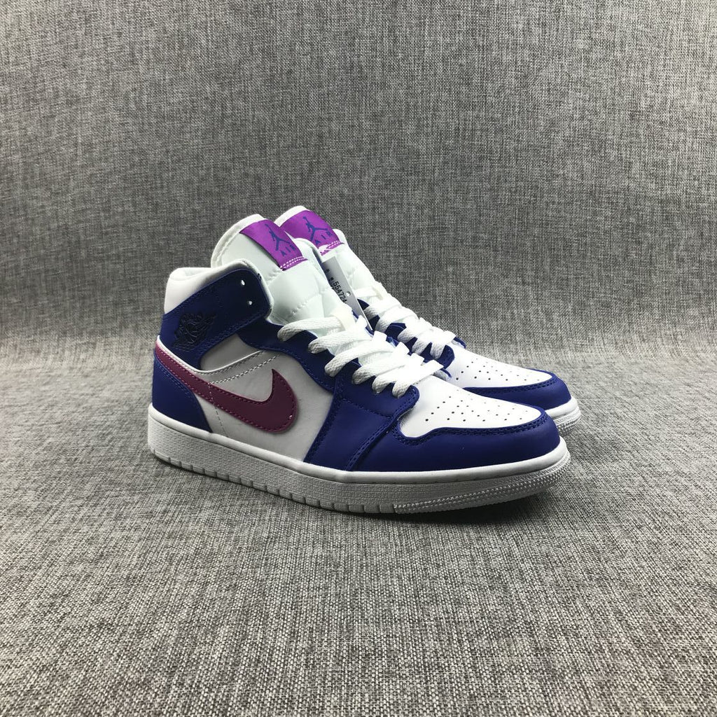 Air Jordan 1 Mid Sneakers Blue Pink 554724-451