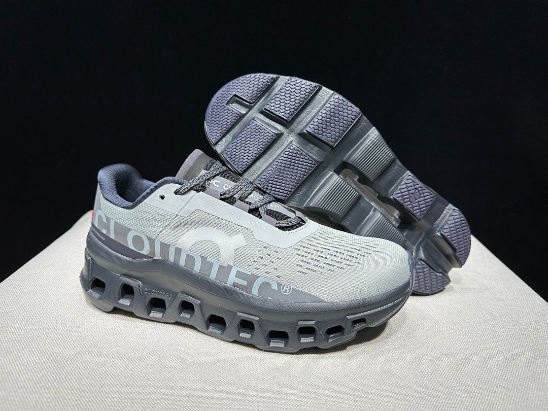 On Cloudmonster Running Shoes in Eclipse and Magnet