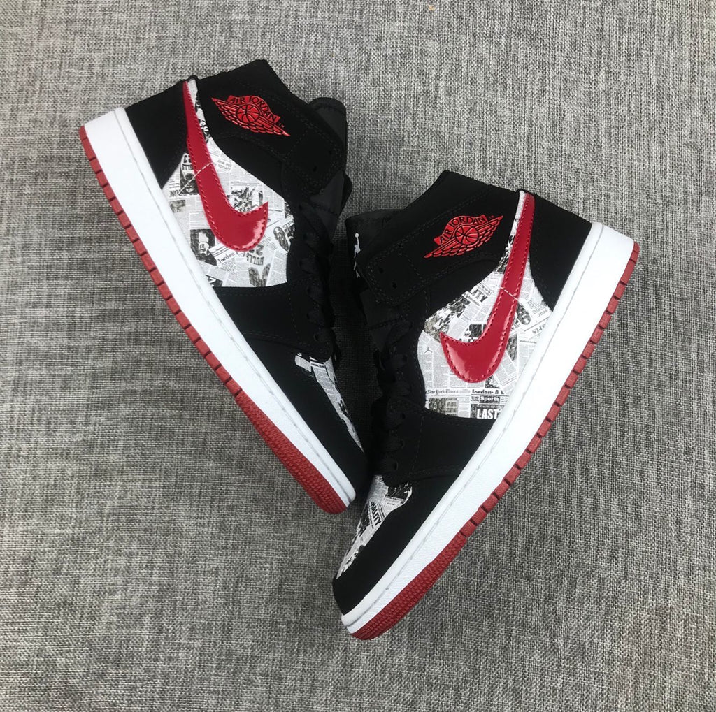 Air Jordan 1 Mid Black Red Sneakers 852542-061