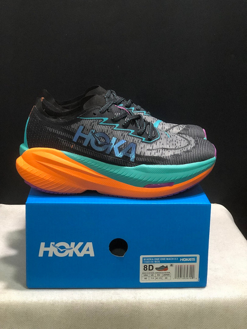 HOKA Mach X 2 Running Shoes, Black and Turquoise