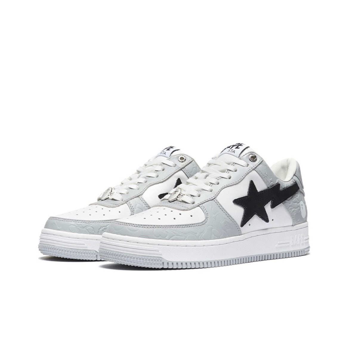 BAPE STA Low Sneakers in Gray and White