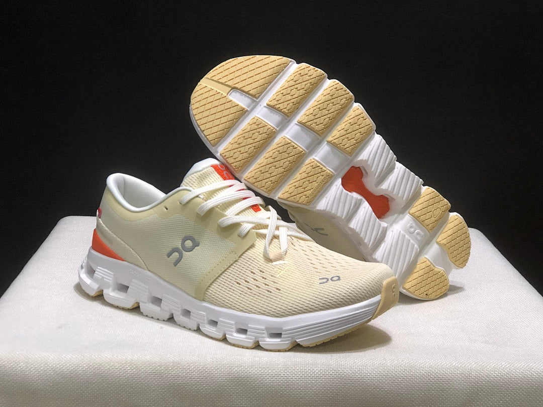 On Cloud X 4 Sneakers in Cream and Orange
