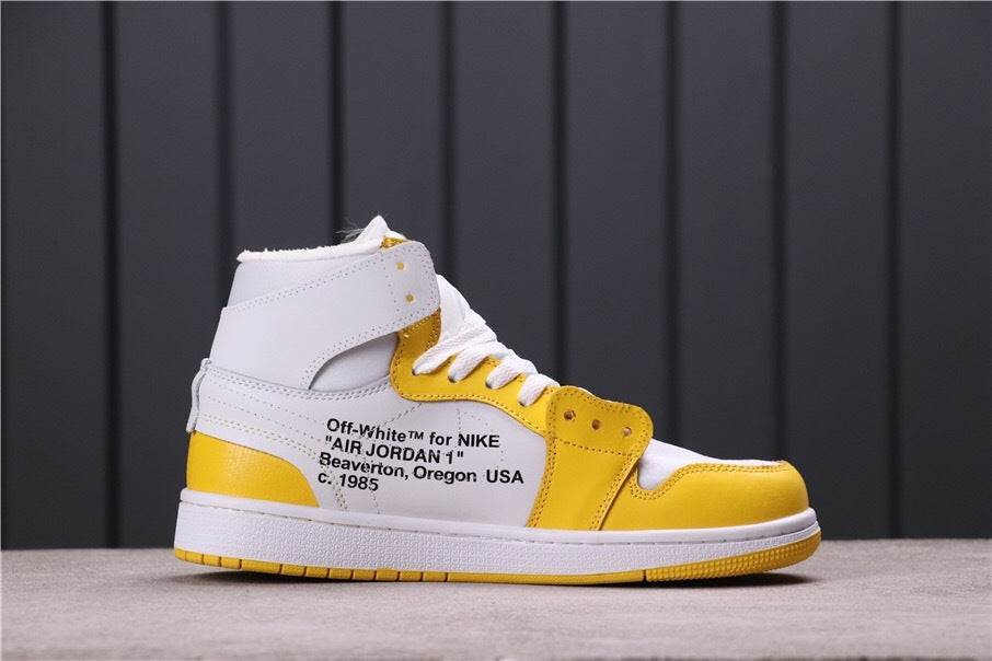 Jordan Air Jordan 1 High Off-White UNC White Yellow Sneakers
