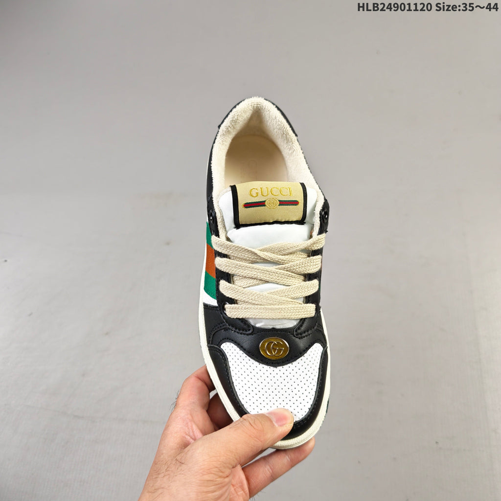 Gucci Screener Low-Top Sneakers in Black and White