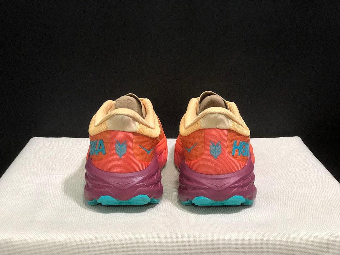HOKA Speedgoat 5 Trail Running Shoes in Yellow and Coral