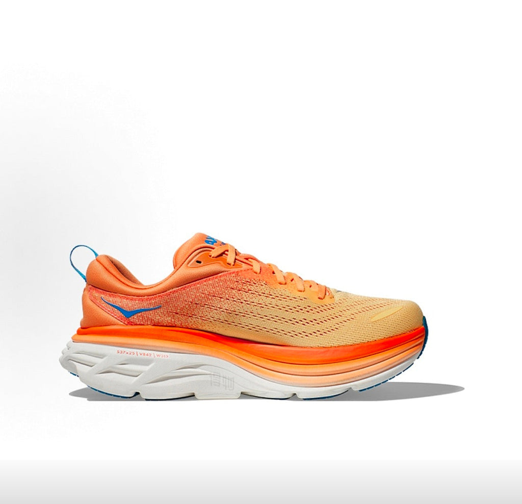 HOKA Bondi 8 Running Shoes in Orange and Blue