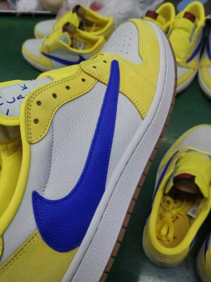 Jordan 1 Low Canary Yellow and Blue Sneakers DZ4137-700