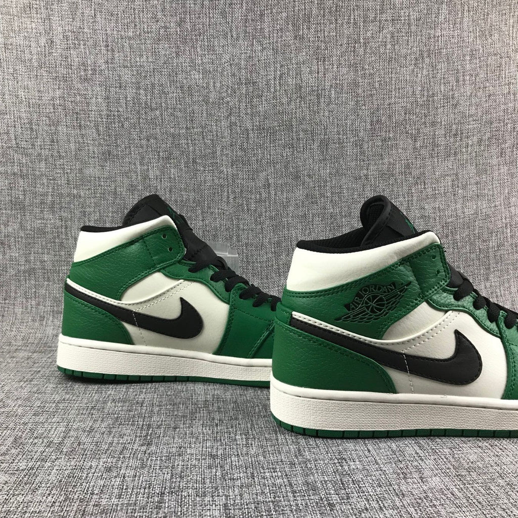 Air Jordan 1 Mid SE White Green Black Sneakers