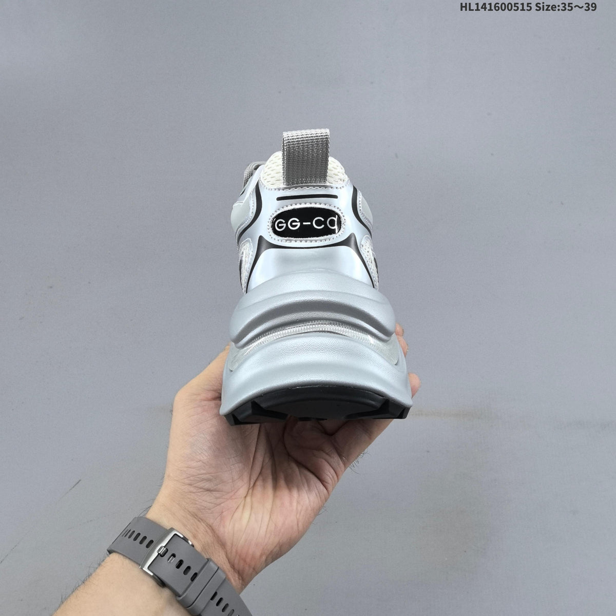 GG-CC G23X4317B Chunky Platform Sneakers, Silver and White