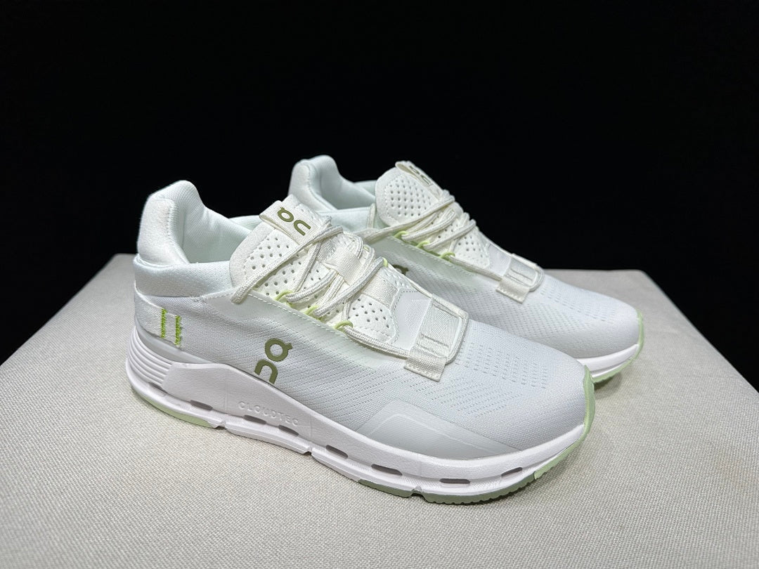 On Cloudnova 2 Sneakers in White and Sage