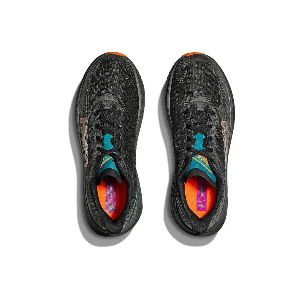 HOKA Mach 6 Running Shoes, Black with Teal and Orange