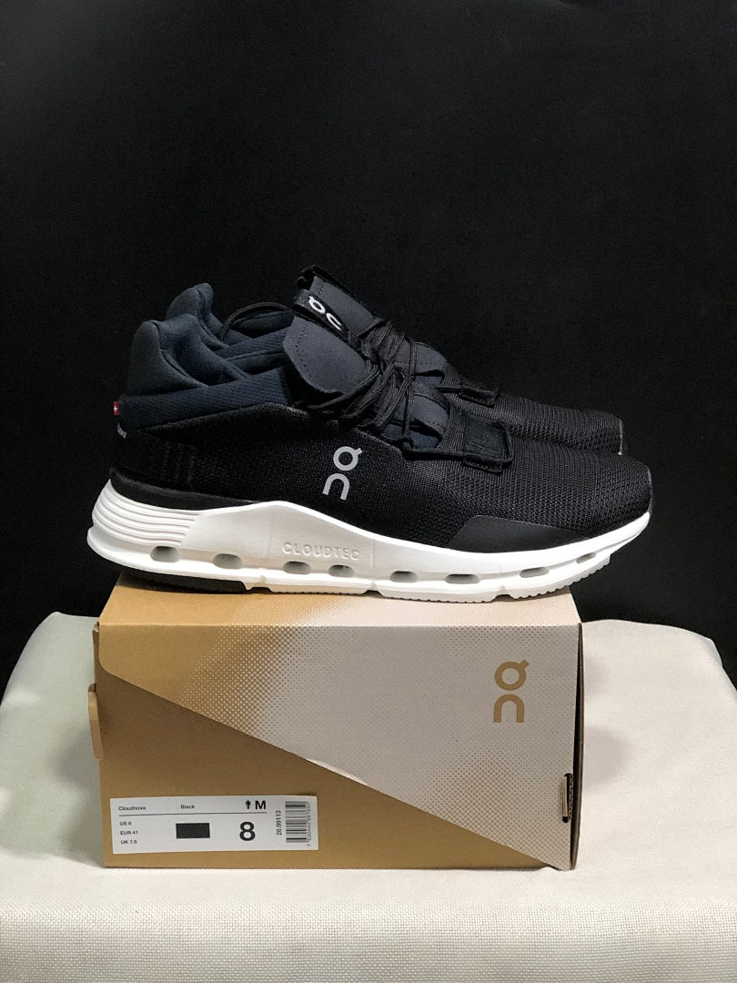 On Cloudnova 1 Black and White Sneakers