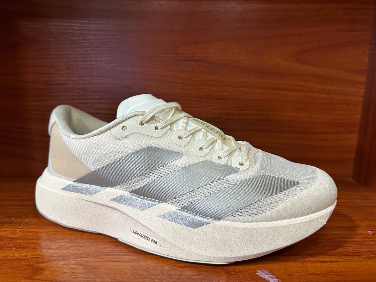 Adidas Adizero Lightweight Running Shoes, White and Silver