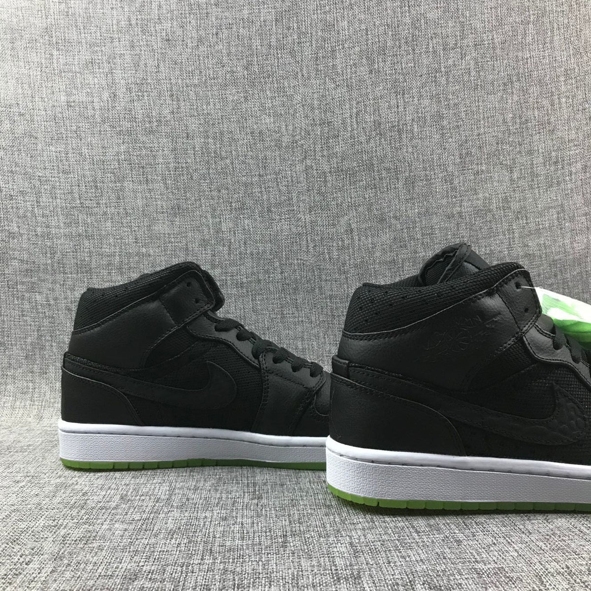 Jordan 1 High Strap Black and Fluorescent Green Sneaker 364770-007