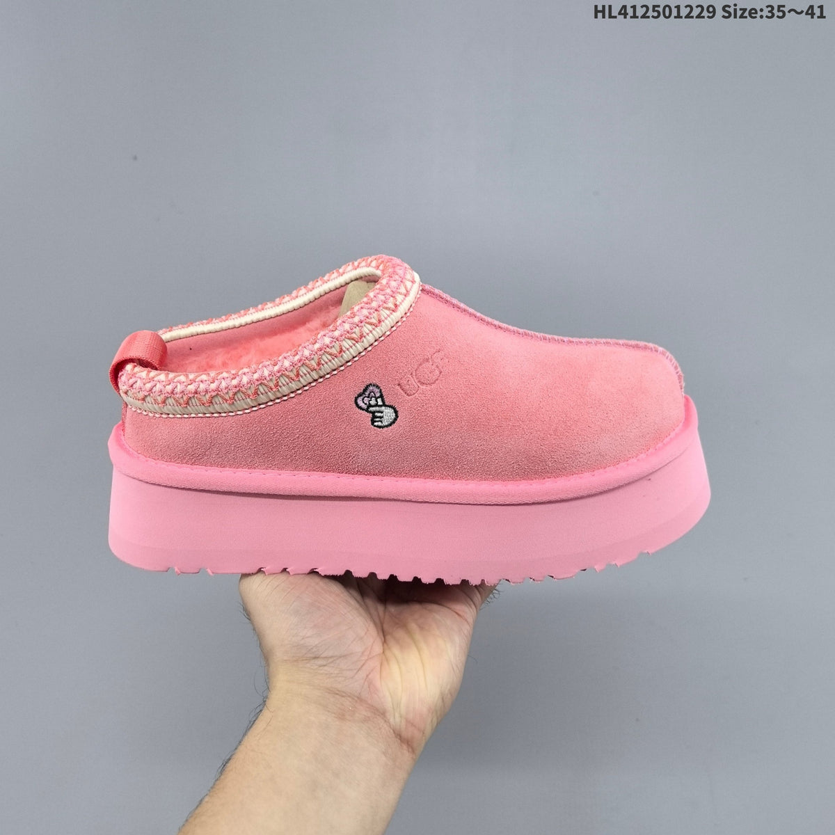UGG Tazz Platform Slip-On Slippers in Beige and Pink