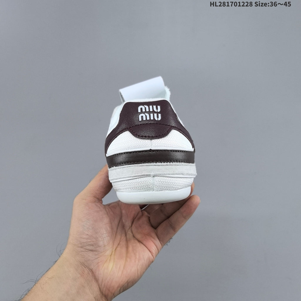 Miu Miu Women's White and Gray Lace-Up Sneakers