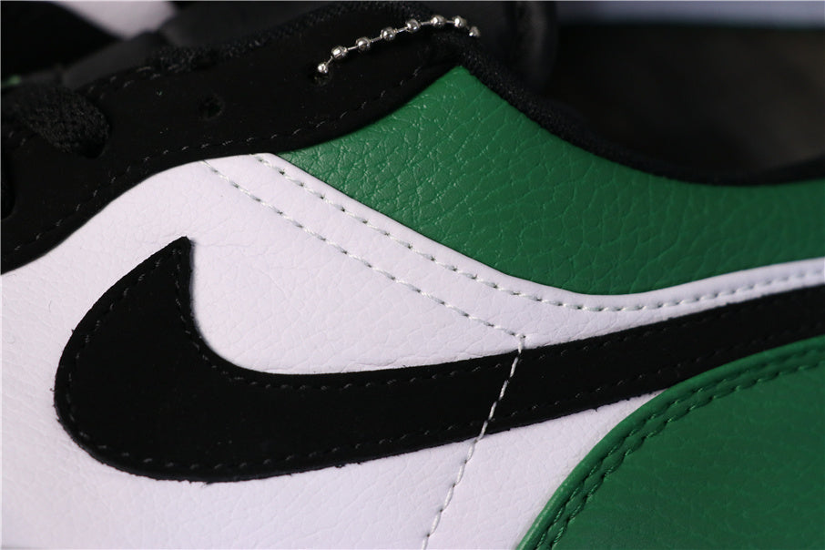 Air Jordan 1 Low Black Green White Sneakers 553558-113