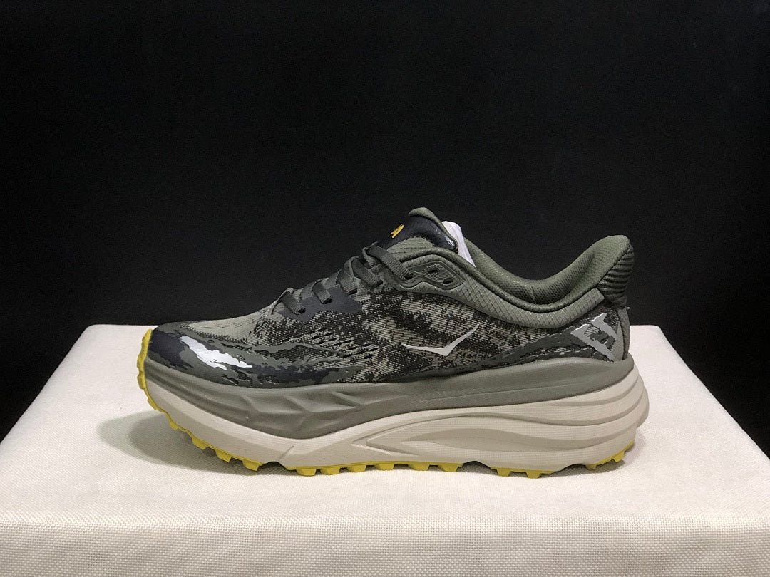 HOKA Stinson 7 Trail Running Shoes, Gray and Yellow