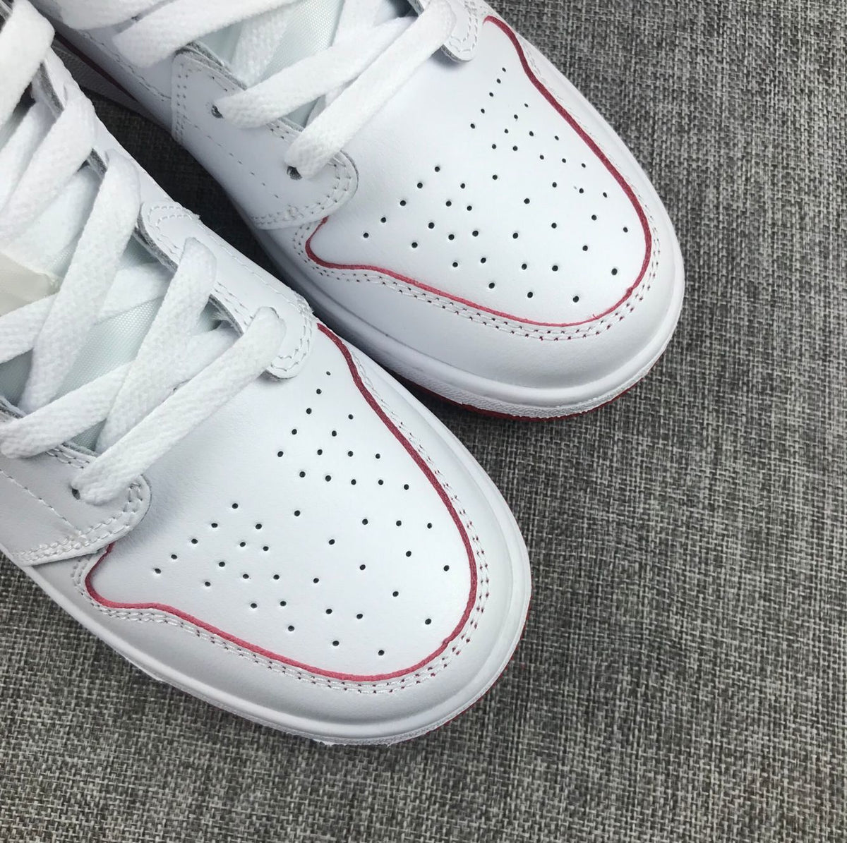 Air Jordan 1 Mid White and Red Sneakers 554725-103