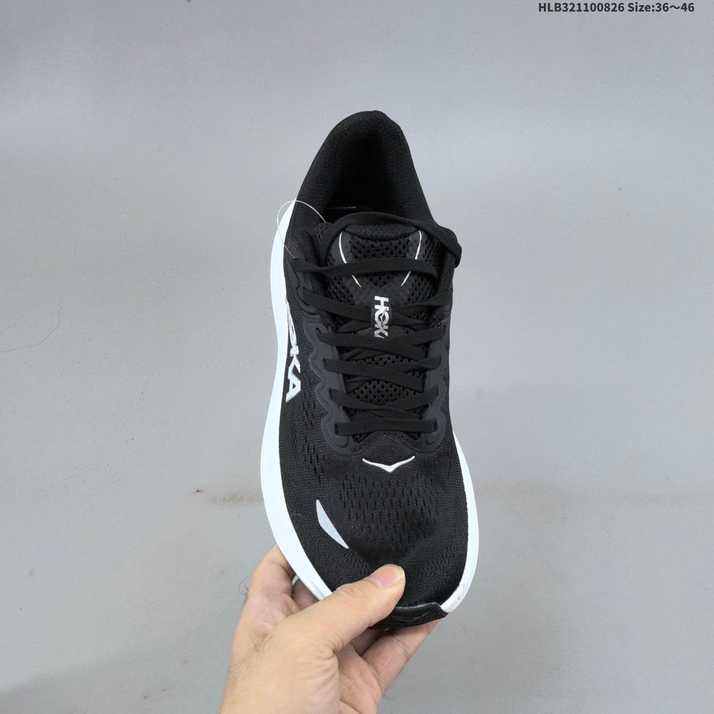 HOKA Bondi 9 Black and White Running Shoes