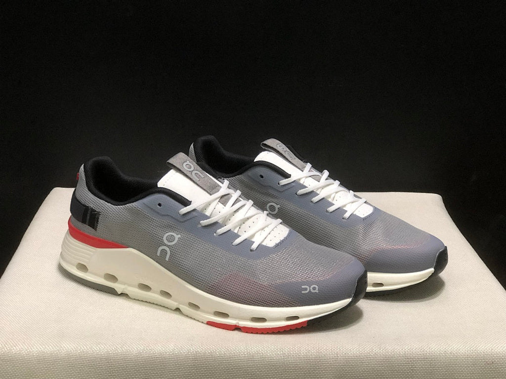 On Cloudnova Form 2 Sneakers in Fog Gray and Red