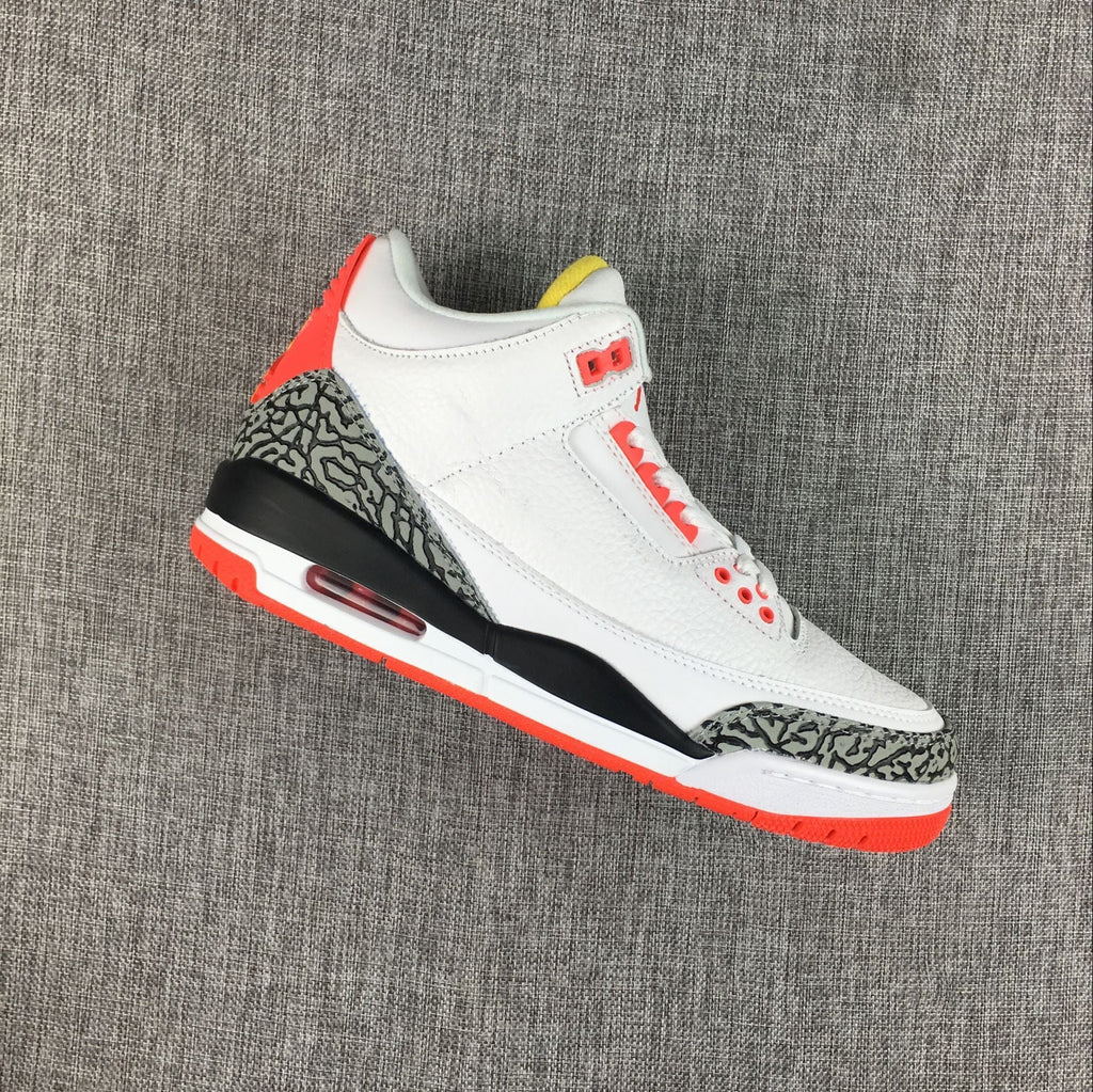 Air Jordan 3 White, Red and Black High-Top Sneakers