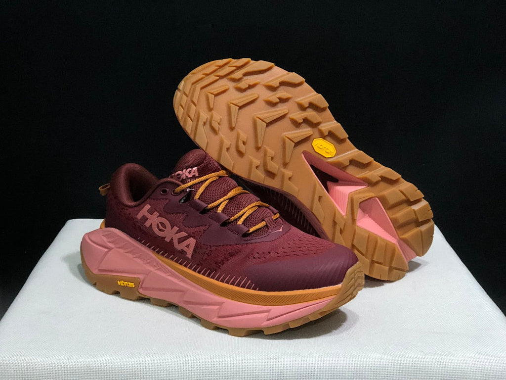 HOKA Skyline Float X Trail Sneakers in Burgundy and Pink