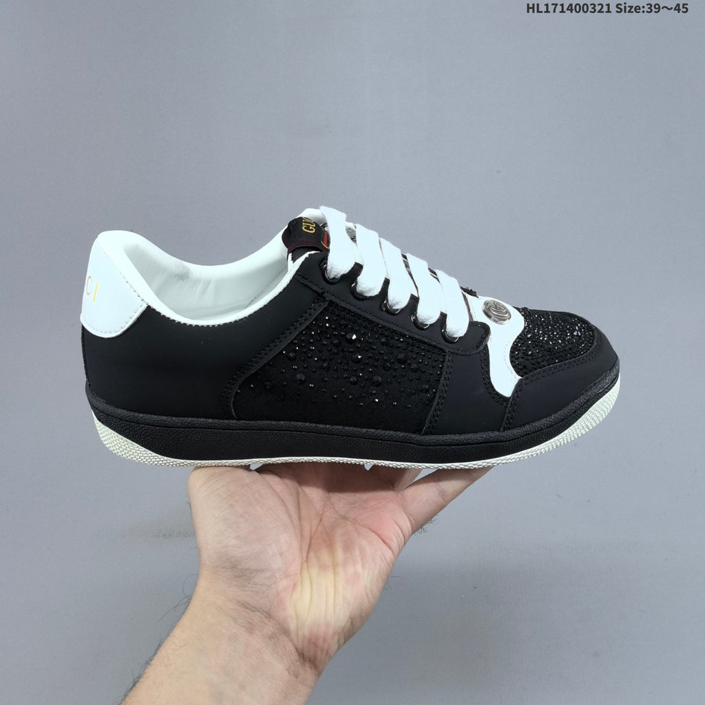 Gucci Screener Distressed Low-Top Sneakers