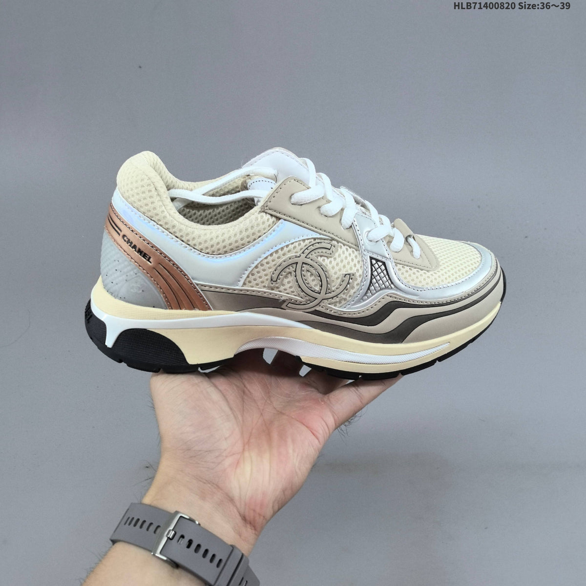 CHANEL 23C Low-Top Sneakers with Mesh Panels