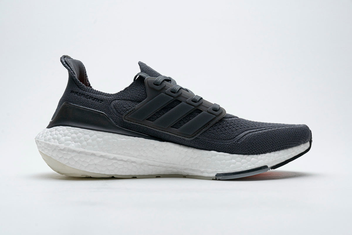 adidas UltraBoost 21 Running Shoes, Charcoal and White FY0372