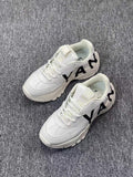 White Chunky Letter-Detail Low-Top Sneakers