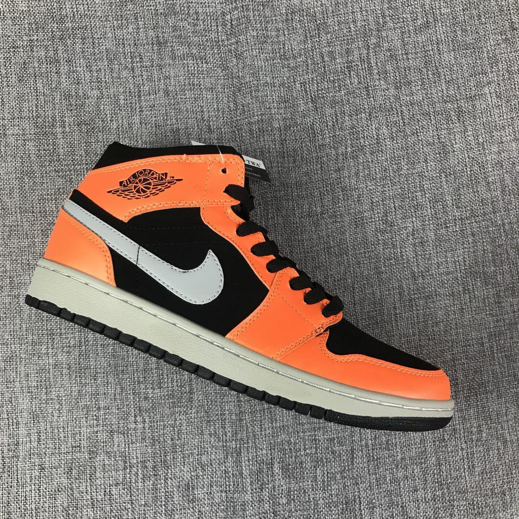 Air Jordan 1 Mid Sneakers Black Orange 554724-062