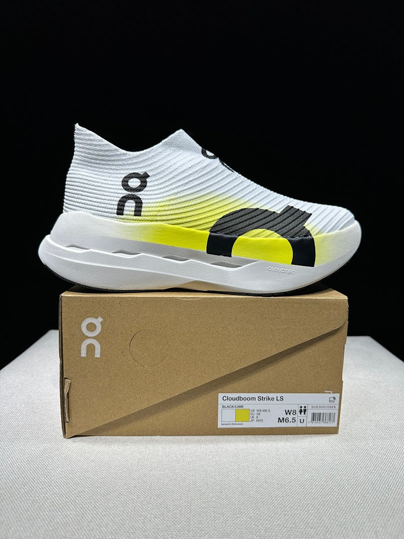 On Cloudboom Strike LS Running Shoes White Lime