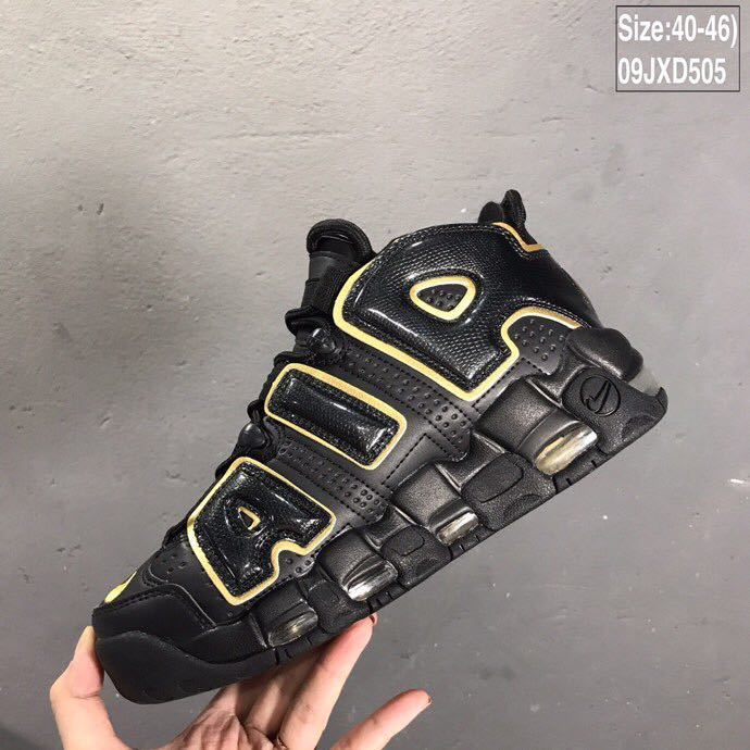 Nike Air More Uptempo Black and Yellow Sneakers 09JXD505