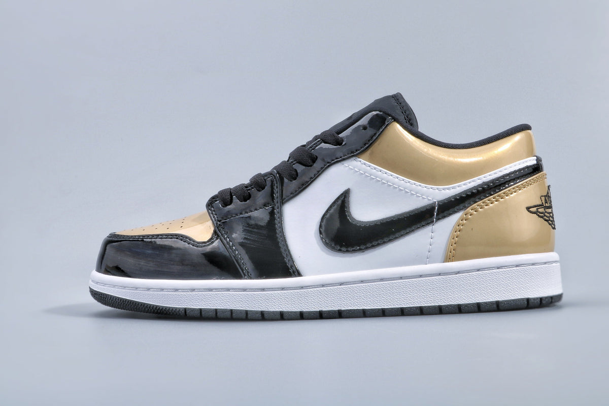 Jordan 1 Low Gold Toe Black and Metallic Gold Sneakers