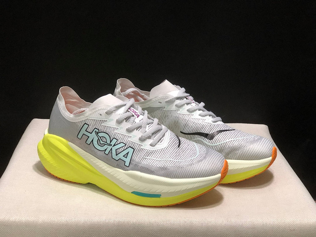 HOKA Mach X 2 Running Shoes, Gray and Neon Yellow
