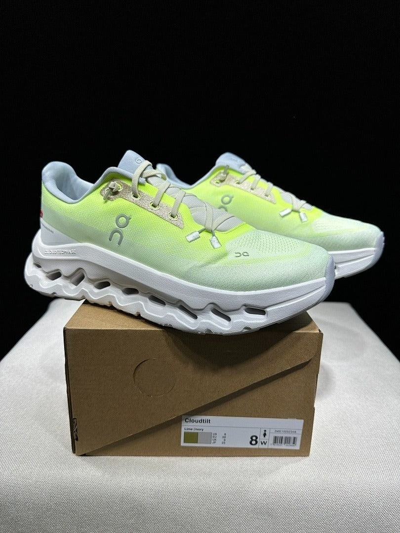 On Cloudtilt Sneakers in Lime and Ivory
