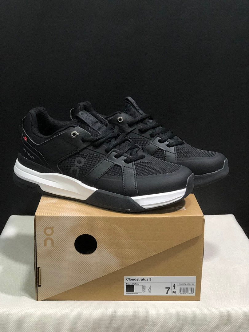 On The Roger Clubhouse Pro Black and White Sneakers