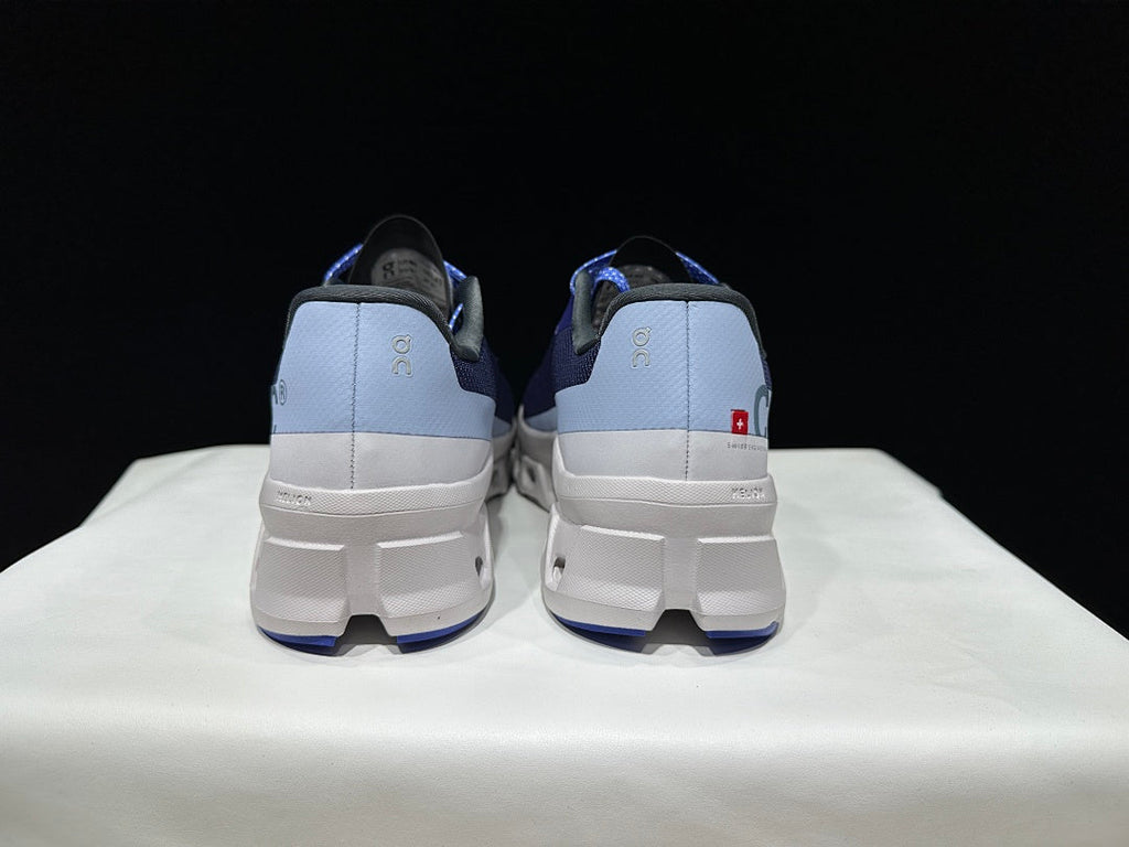 On Cloudmonster Running Shoes, Navy and White