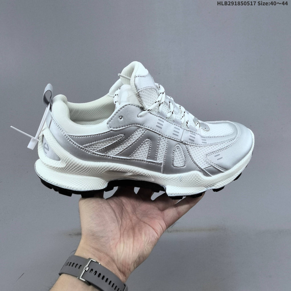 Ecco Biom C-Trail Low-Top Sneakers in Black and White