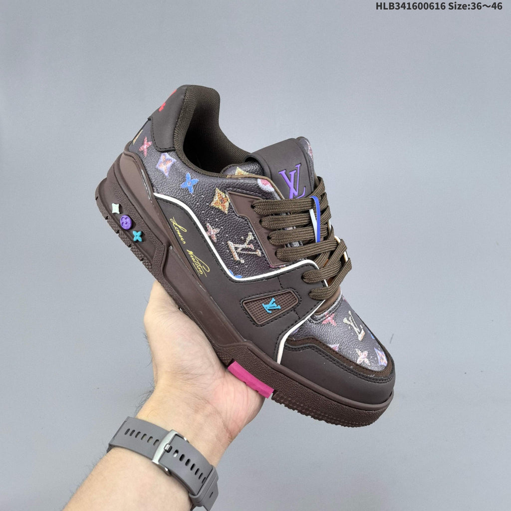Louis Vuitton Trainer Sneakers in Brown Monogram Print