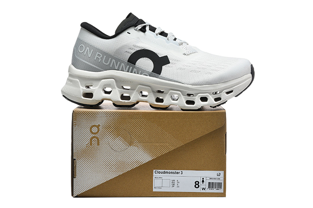 On Cloudmonster 3 Running Shoes, Mist White